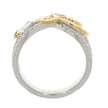 14K Two-Tone White and Fancy Color Diamond Criss Cross Band Style Ring