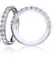 18K Palladium White Gold Wedding Band With 15 Shared Prong Set Round Cut Diamonds