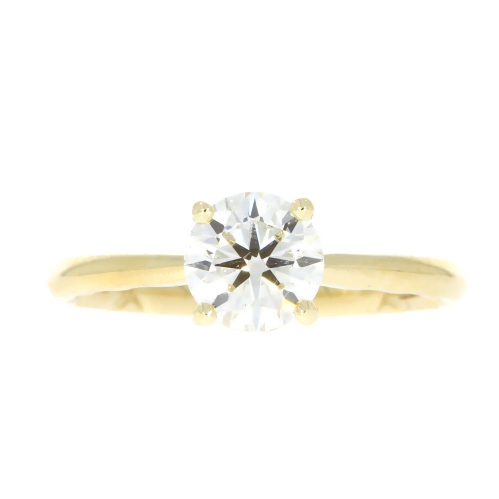 14K Yellow Gold Solitaire Engagement Ring With A Diamond Accented Under-gallery Halo and Quilted Interior