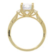 14K Yellow Gold Crisscross Style Three Stone Engagement Ring