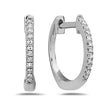 14K White Gold and Diamond Small Huggie Earrings