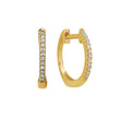 14K Yellow Gold and Diamond Small Huggie Earrings
