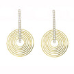 18K White and Yellow Gold Diamond Stick and Concentric Circle Dangle Earrings