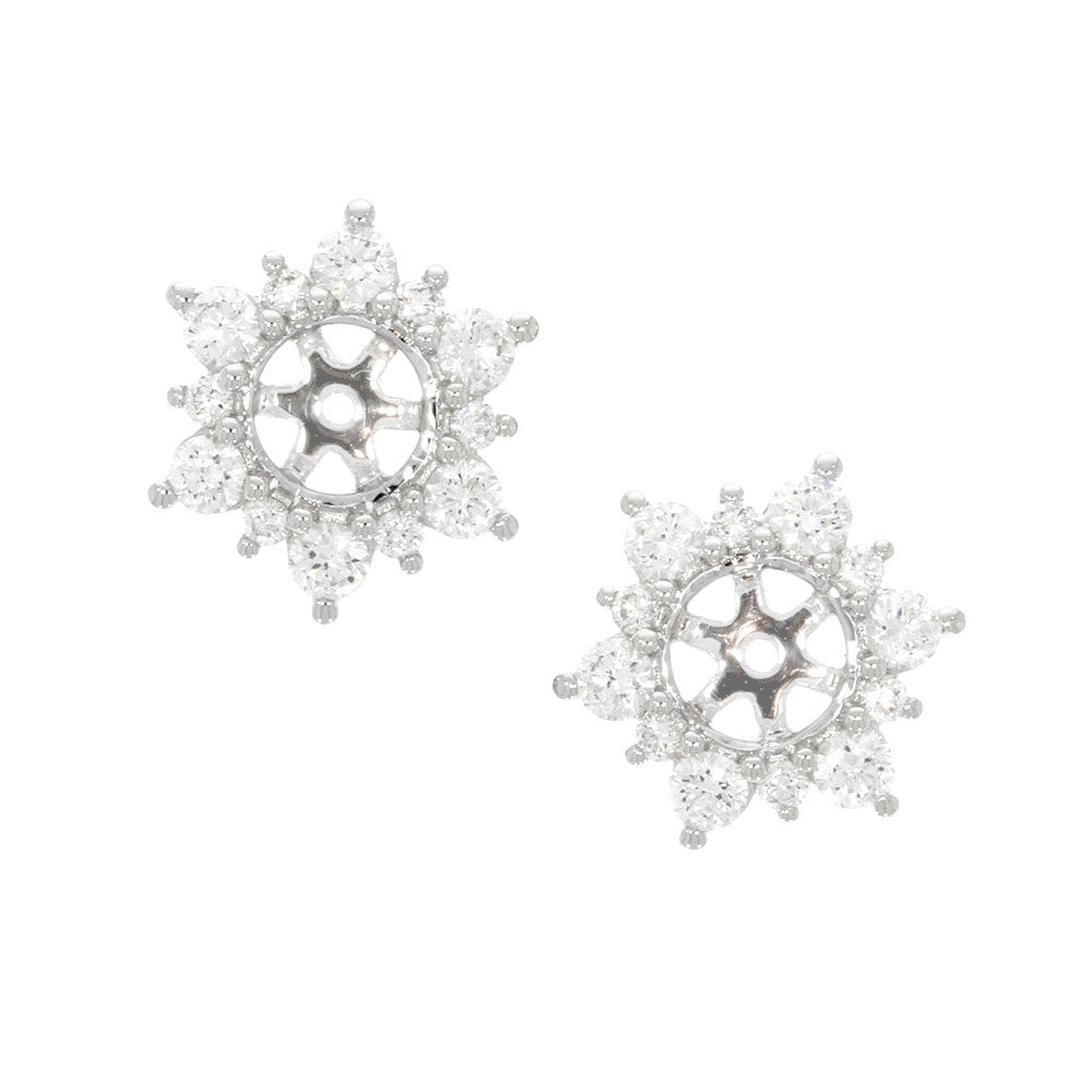 18K White Gold Sun Burst Earring Jackets