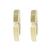 14K Yellow Gold and Diamond Small Hoop Earrings with Satin Finish
