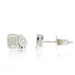 14K White Gold Toi Et Moi Style Stud Earrings