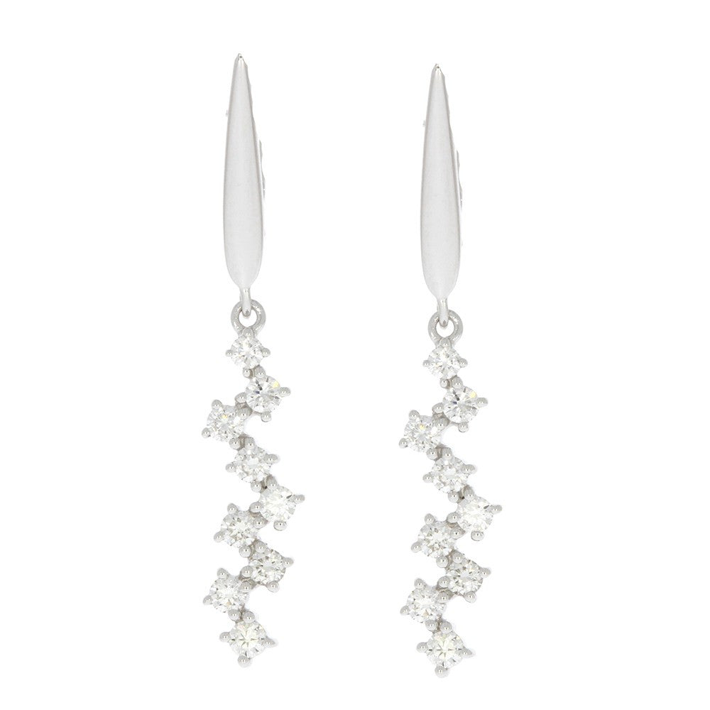 14K White Gold and Cascading Diamond Earrings