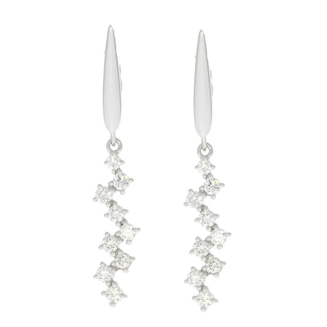 14K White Gold and Cascading Diamond Earrings