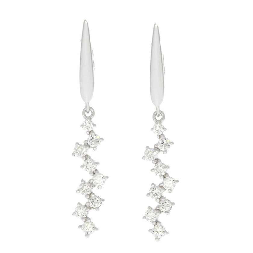 14K White Gold and Cascading Diamond Earrings