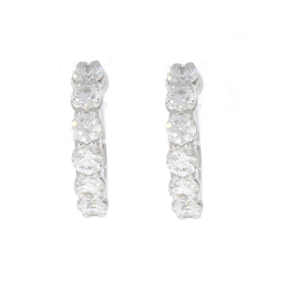 18K White Gold and Fire and Ice Diamond Huggie Earrings