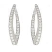 18K White Gold and Prong Set Diamond V Shape In and Out Hoop Earrings, with Milgrain Border Detail