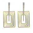 18K White and Yellow Gold and Diamond Concentric Rectangle Earrings