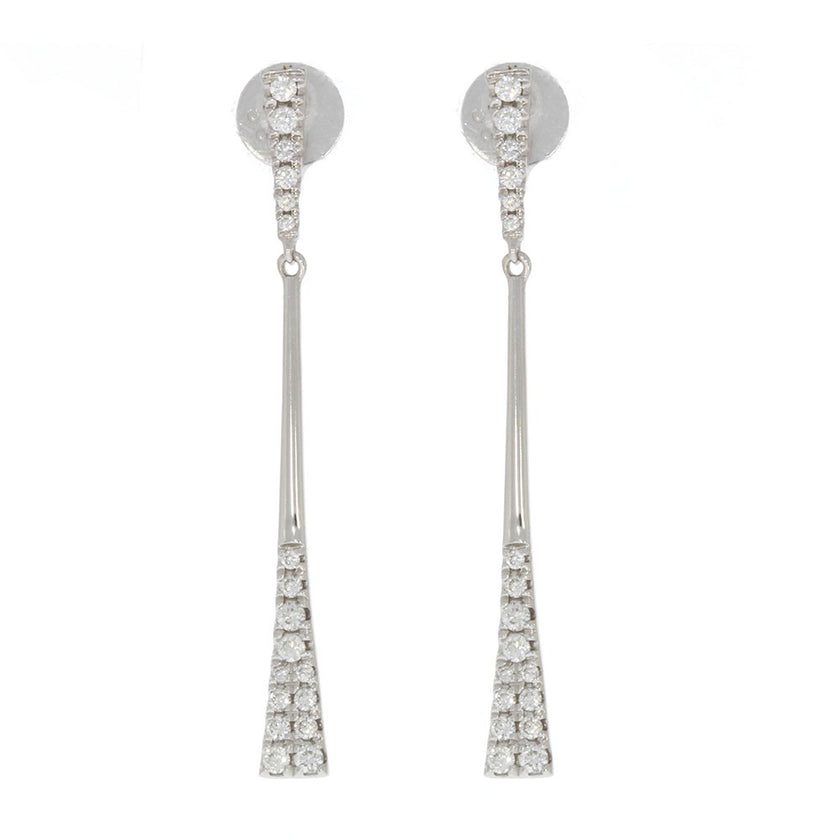 14K White Gold and Diamond Tapered 