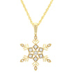 14K Yellow Gold and Diamond Snowflake Pendant with 18