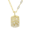 14K Yellow Gold and Flush Set Diamond, Rectangular Pendant, with Satin Finish, on a 14K Yellow Gold 18