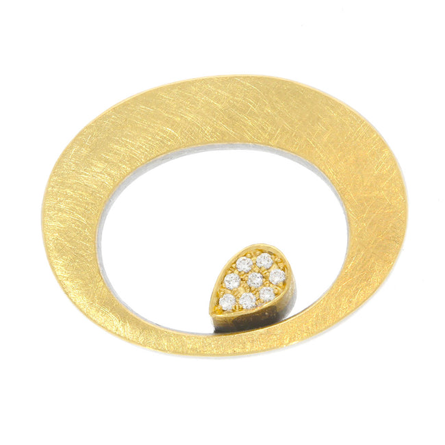 18K Yellow Gold and Stainless Steel Oval and Resting Teardrop Vario Clasp