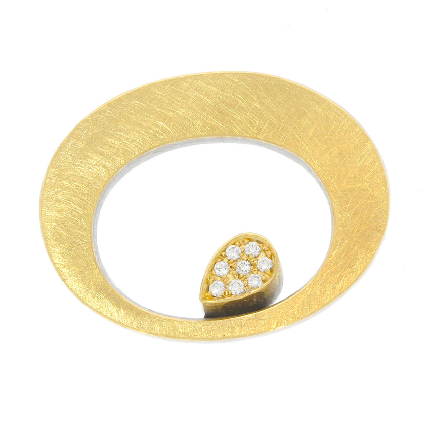 18K Yellow Gold and Stainless Steel Oval and Resting Teardrop Vario Clasp