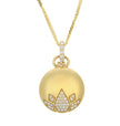 14K Yellow Gold and Pave' Set Diamond Paisley Style Disc Pendant, with Prong Set Diamond Accented Bail, with 18