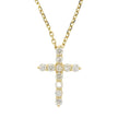 14K Yellow Gold and Prong Set Diamond Cross Pendant