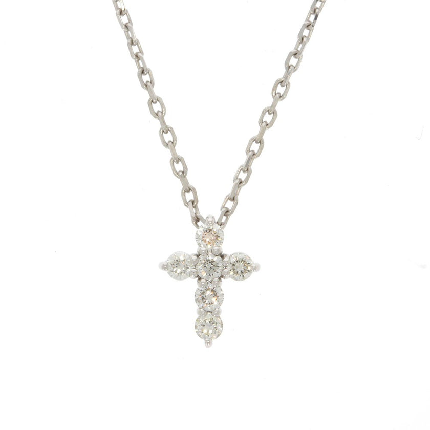 14K White Gold and Diamond Cross Pendant