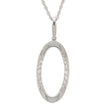 14K White Gold and Prong Set Diamond Open Oval Pendant