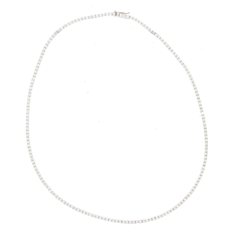 14K White Gold Prong Set Diamond Tennis Style Necklace