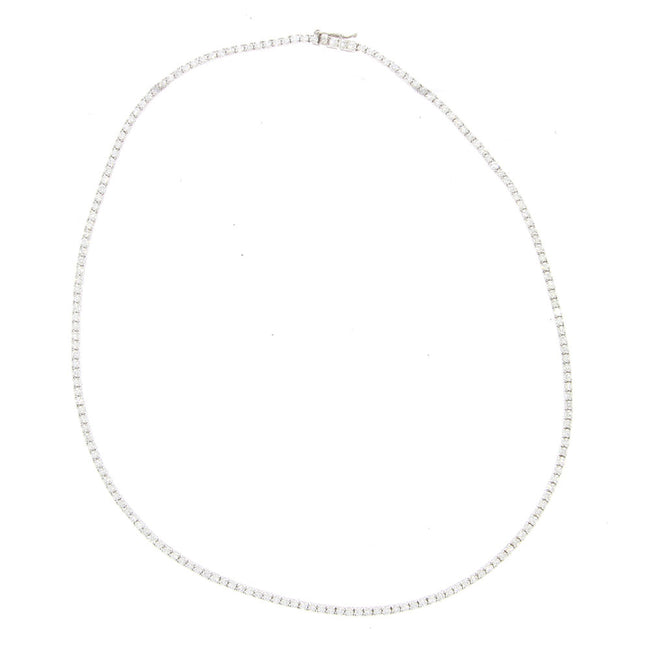 14K White Gold Prong Set Diamond Tennis Style Necklace