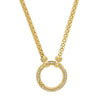 14K Yellow Gold Wheat Chain Necklace, with Diamond Circle Pendant with Hidden Clasp