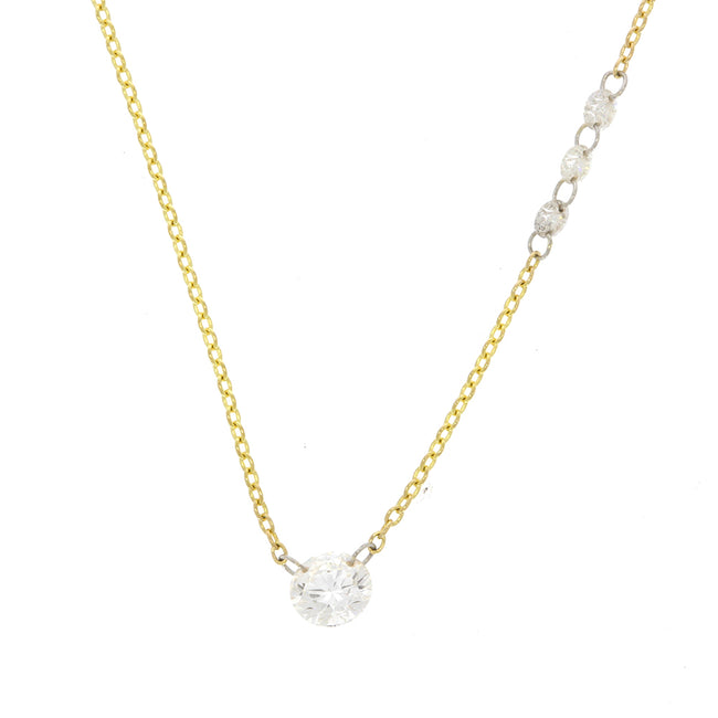 18K Yellow Gold and Laser Drilled Diamond Station Necklace