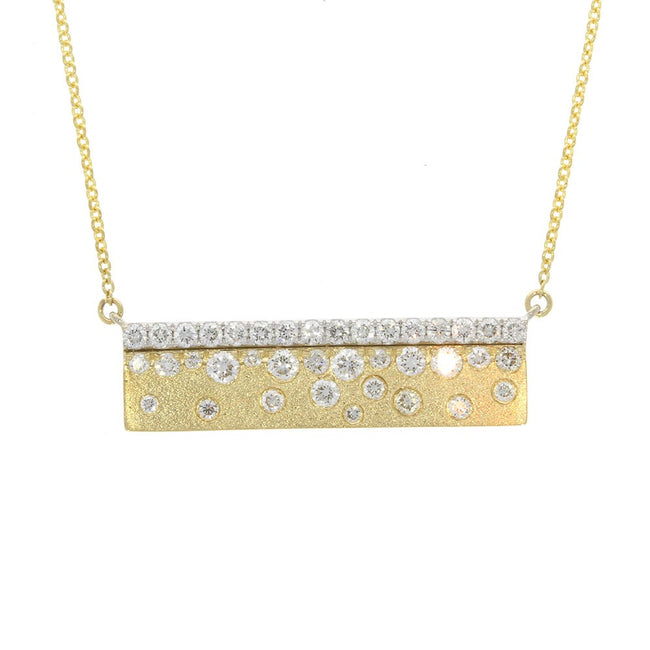 14K Two Tone Diamond Bar Necklace