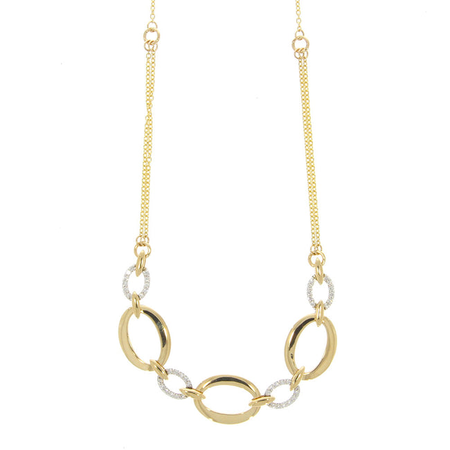 14K Two-Tone Oval Link Diamond Necklace