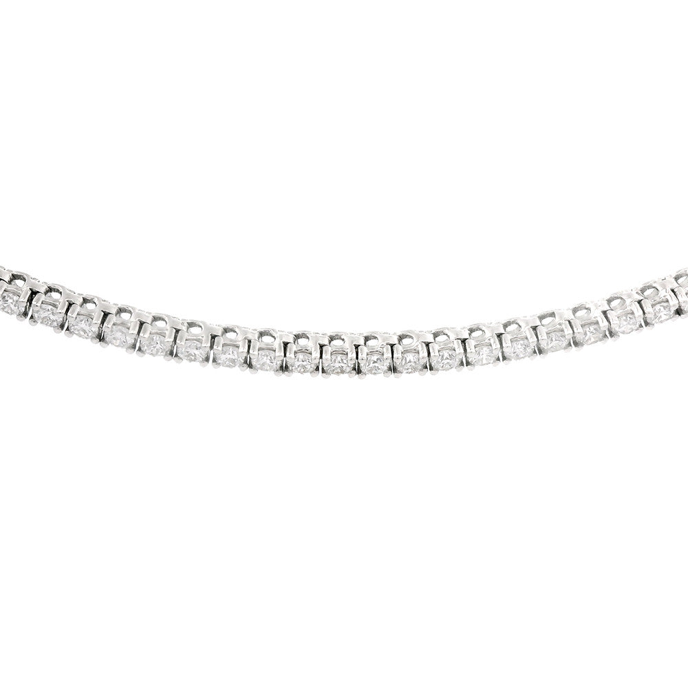 14K White Gold Prong Set 5.22ctw Diamond Tennis Style Necklace