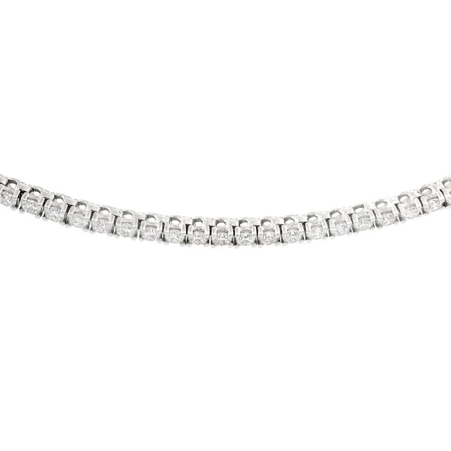 14K White Gold Prong Set 5.22ctw Diamond Tennis Style Necklace