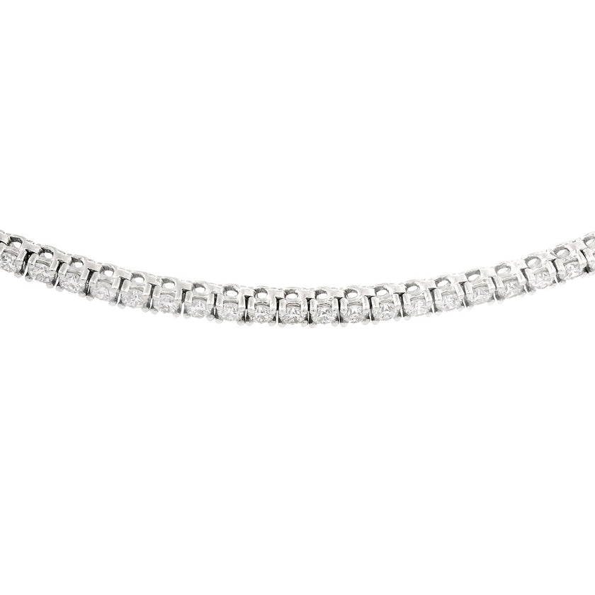 14K White Gold Prong Set 5.22ctw Diamond Tennis Style Necklace