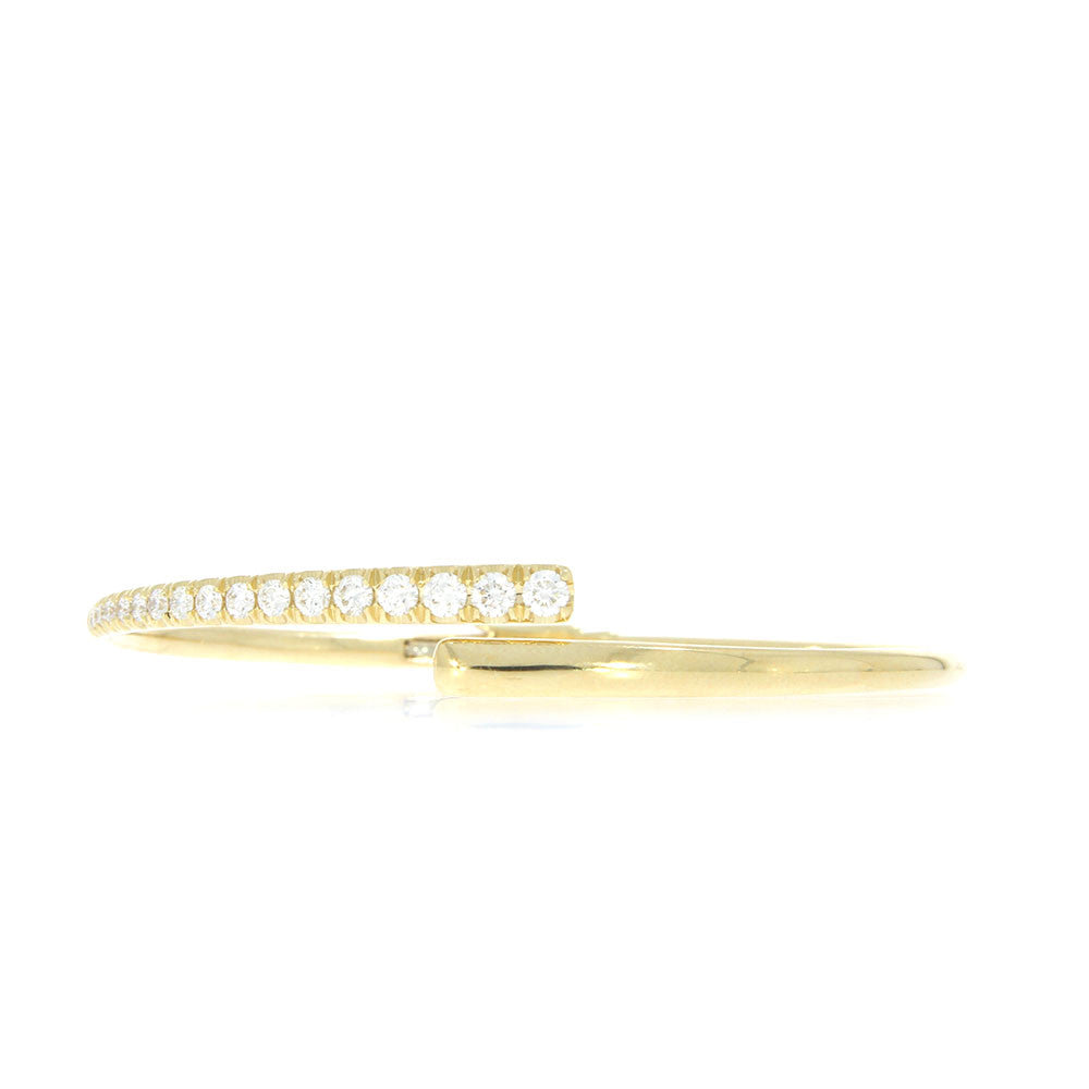 14K Yellow Gold and Diamond Bypass Style Hinge Bracelet