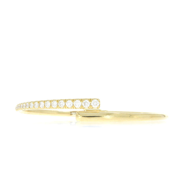 14K Yellow Gold and Diamond Bypass Style Hinge Bracelet