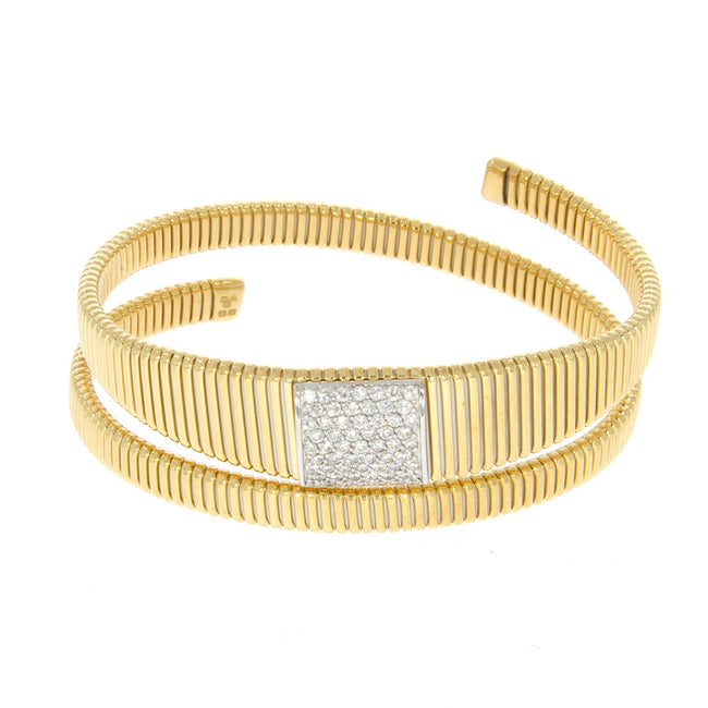 18K Yellow Gold and Pavé Set