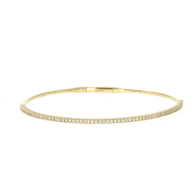 14K Yellow Gold and Diamond Flexible Bangle Bracelet