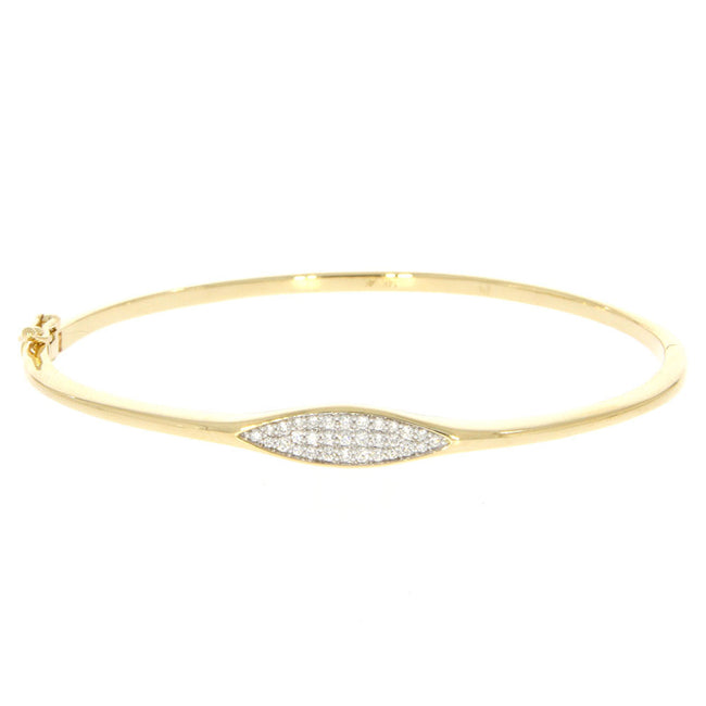 14K Yellow Gold and Pave' Set Diamond Bangle Bracelet