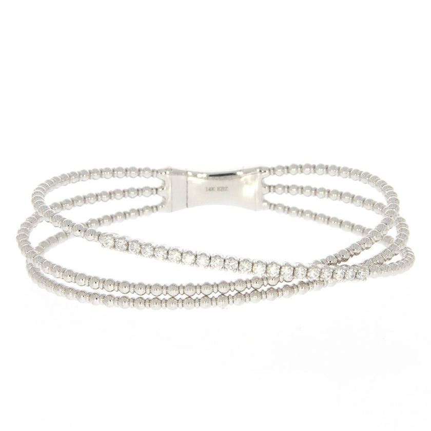 14K White Gold Overlapping Bypass Bracelet