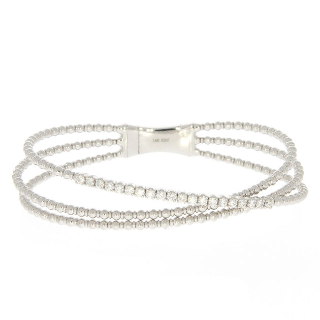 14K White Gold Overlapping Bypass Bracelet