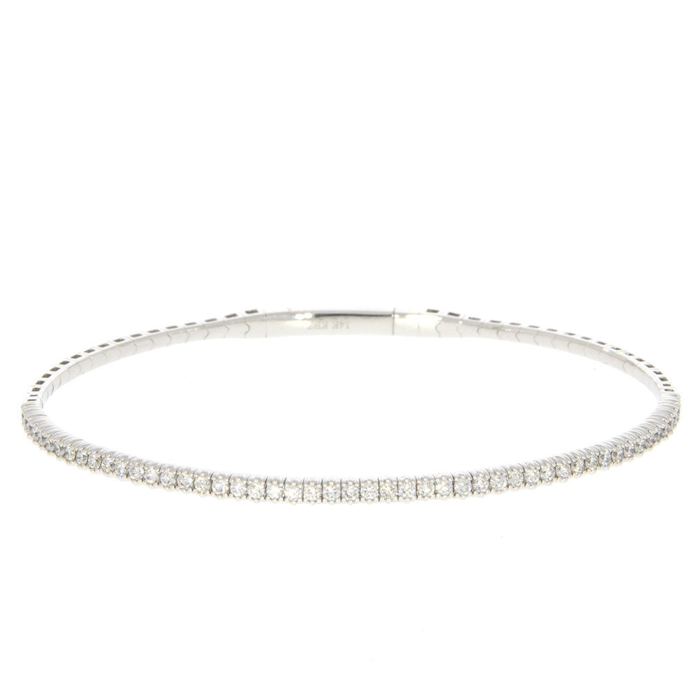 14K White Gold and Diamond Flexible Bangle Bracelet