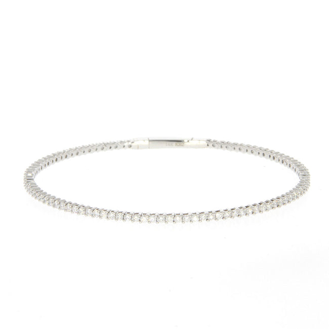 14K White Gold Prong Set Diamond Flexible Bangle Bracelet
