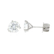 18K White Gold and Diamond Three Prong Martini Stud Earrings