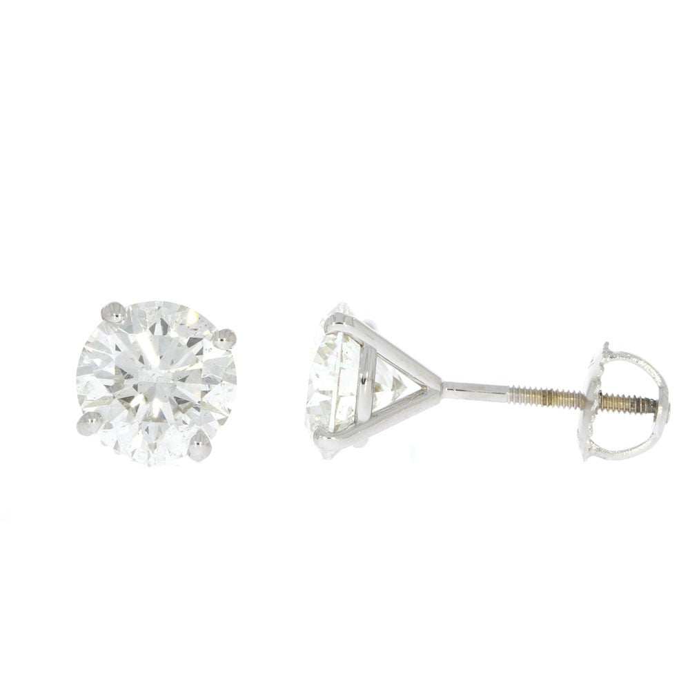 18 Karat White Gold And Natural Diamond Martini Solitaire Earrings