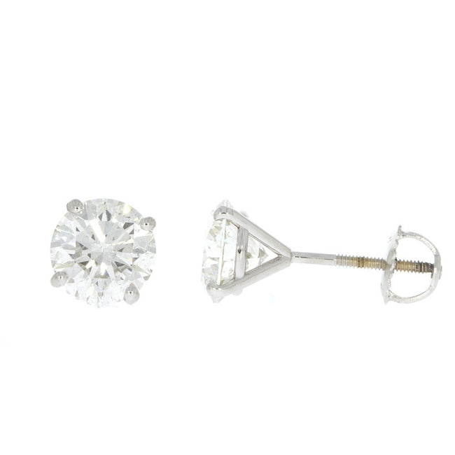 18 Karat White Gold And Natural Diamond Martini Solitaire Earrings