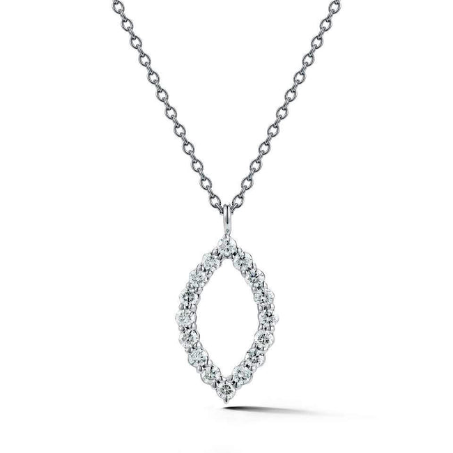 18K White Gold and Diamond Marquise Pendant