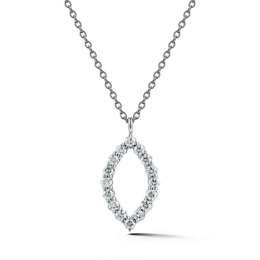 18K White Gold and Diamond Marquise Pendant