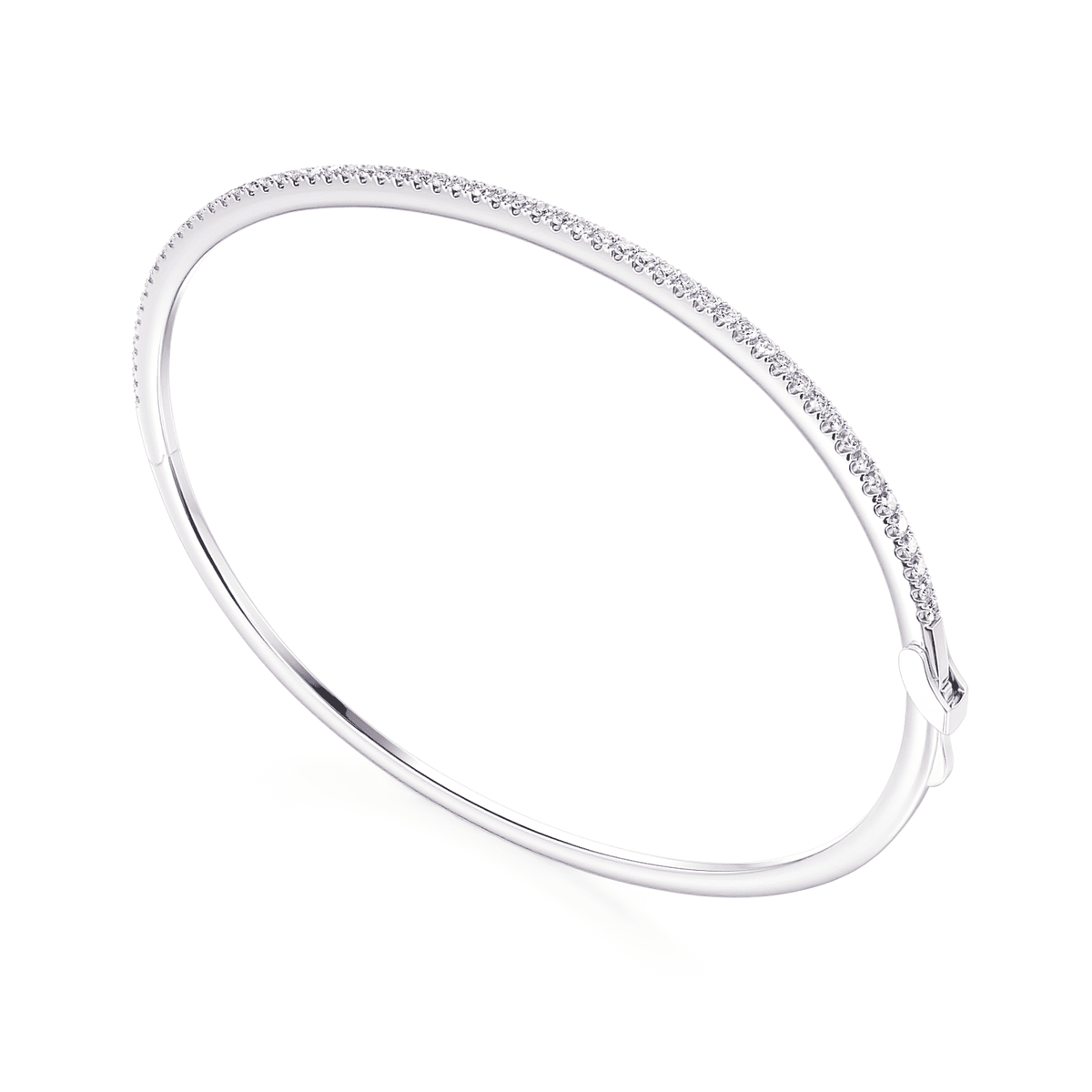 14K White Gold and Prong Set Diamond Bangle Bracelet
