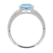 Sterling Silver Split Shank Ring with Four-Prong Set Cushion Cut Blue Topaz